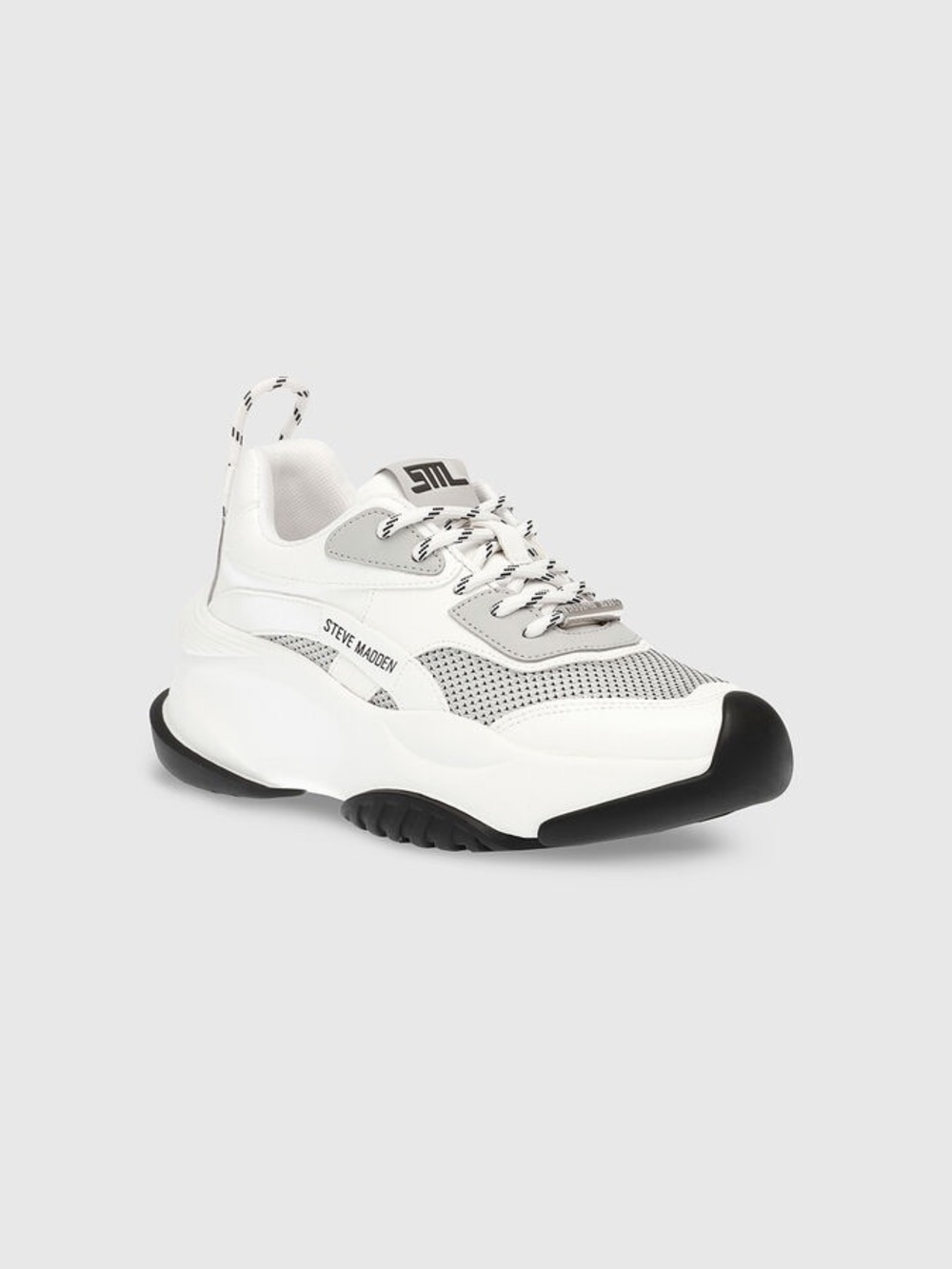 Steve Madden White, Gray & Black Chunky Lace-Up Sneaker